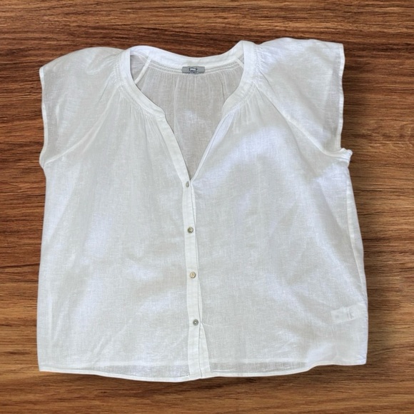 RAILS Alena Lightweight Top in White Womens Button-Up Linen Blend Size Large - Picture 3 of 11
